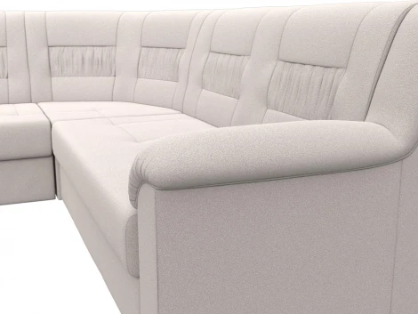 Диван угловой Карелия левый угол (ДСП,ЛДСП/Пластик/Замша/Бежевый) Лига Диванов 128142L