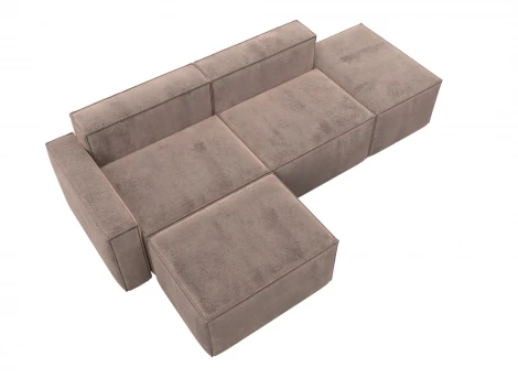 Диван угловой модульный Лига-063 угол левый (ДСП/Пластик/Велюр/Бежевый) Лига Диванов 129793L
