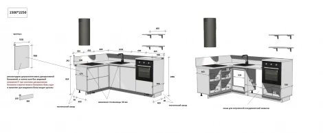 КГ Угловой 1500*2250 (с пм) Эмаль, Белый Арника РМ в.2 Арника 00-00287799