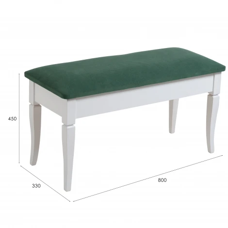 Банкетка Вивальди М с ящиком белый, ткань зеленый Mebelik 009391