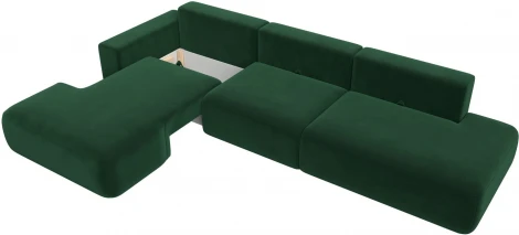 Диван угловой Лига-036 НПБ Модерн Лонг левый угол (Зеленый/Велюр) Лига Диванов арт.121427L