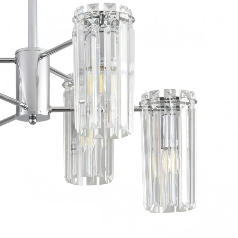 Потолочная люстра на штанге с хрустальными подвесками Lumion Favla 8348/6C хром/прозрачный, металл/хрусталь E14 6*40W 220V