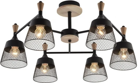 Потолочная люстра на штанге Seven Fires Laurens SF3386/6C-BK-WD