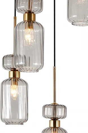 Подвесной светильник Escada Подвесной светильник Escada Gloss 1141/5S Smoke 5x60 E14, металл/стекло, античная медь/дымчатый (220V, на проводе, круглые)