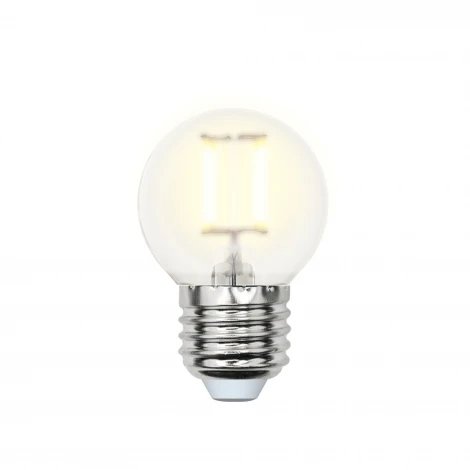 Лампочка светодиодная шар прозрачная E27 6W 3000K Uniel LED-G45-6W/WW/E27/FR PLS02WH