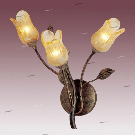 Бра N-Light BX-0205 BX-0205/3B gold with clear red