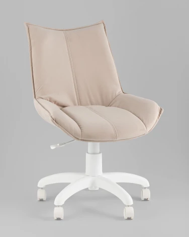 Кресло офисное Осло велюр бежевый, пластик белый TopChairs УТ000043346