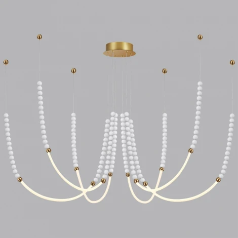 Подвесная люстра Odeon Light Monella 6639/70L металл/античная бронза/белые бусы из акрила IP20 LED 70W 3000K 220V (бусы)
