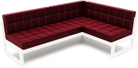 Диван Arsko угловой Сега У белая эмаль велюр бордовый
