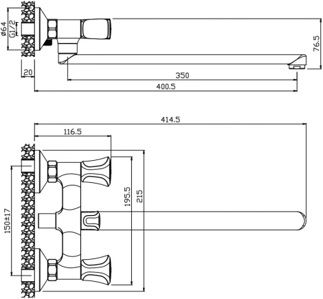 Смеситель Olive'S Vasco 27231VS для ванны с душем, с длинным изливом