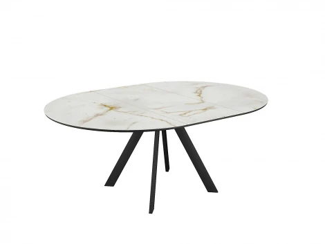 Стол DikLine SKC120 d1200 Керамика глянец Ostra Bianco (мрамор глянец белый)/подстолье черное/опоры черные 00-00081866