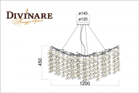 Подвесная люстра Divinare Salice 3134/01 SP-14 (220V, на тросе, лепестки, ветки)