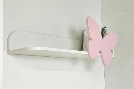 Полка навесная Бабочка Mebelson (ЛДСП,МДФ/Светлое дерево,Розовый) арт.PB-01.3095