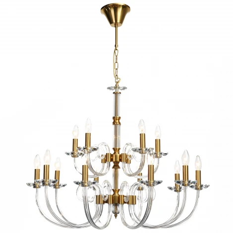 Подвесная люстра ярусная Stilfort Glass 1050/03/15P (220V, хрусталь, на цепи, свеча)