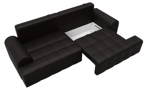 Диван прямой Лига-080 (ДСП/Пластик/Экокожа/Коричневый) Лига Диванов 131121