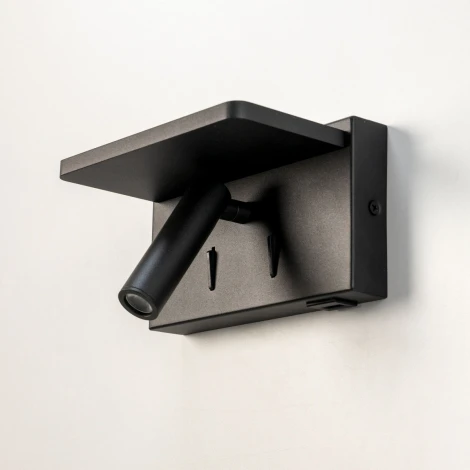 Настенный светильник с беспроводным ЗУ с полкой для чтения Декарт CL704371 LED USB QI (220V, выключатель)