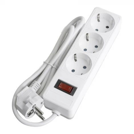 Сетевой фильтр 3-х местный с заземлением 3 метра (белый) Stekker Optima 50087