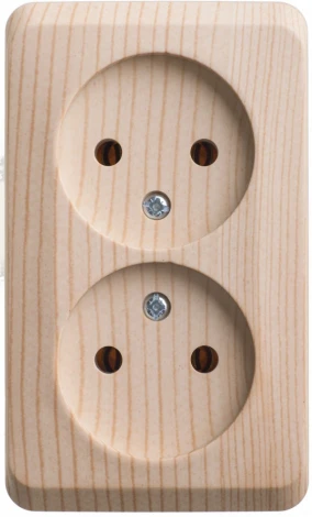 Розетка накладная двойная без заземления (сосна) Systeme Electric Этюд PA16-005D