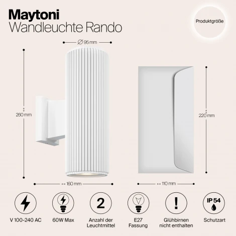 Архитектурная подсветка Maytoni Rando O419WL-02W (220V, круглые, IP54)
