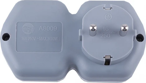 Разветвитель на 2 гнезда с заземлением (белый,серый) Stekker 32870