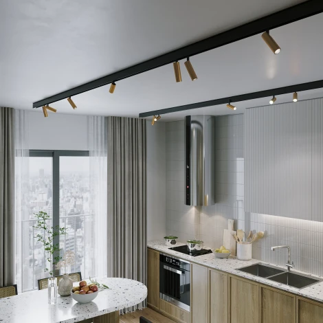 Трековый Wi-Fi светильник магнитный светодиодный латунь Elektrostandard Slim Magnetic 85056/01 (48V, голосовое управление, умный дом - Minimir Home)