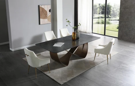 Стол DT9305FCI (240) черный керамика VERSUS 2 (Heijinhua)/бронзовый ESF 5707