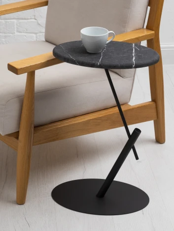 Стол приставной овальный МеталлАрт М015 черный мрамор/черный Mebelik 009509