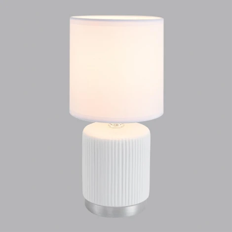 Настольная лампа Lumion Kaisa 8178/1T белый, керамика/текстиль E14 1*40W 220V (выключатель, круглые)