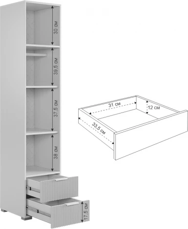 Зефир Шкаф однодверный 107.01 Mebelson (ЛДСП,ПВХ,МДФ,Металл/Светлое дерево,Серый) арт.UL.107-M.103.01.3263