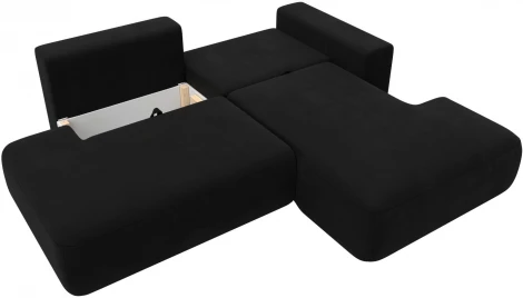 Диван угловой Лига-036 НПБ Модерн правый угол (Черный/Микровельвет) Лига Диванов арт.121399