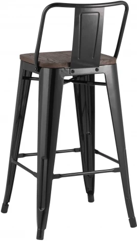 Стул полубарный Stool Group TOLIX WOOD со спинкой черный глянцевый УТ000000843