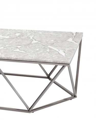 Журнальный столик Stool Group Авалон 122*66 серый мрамор сталь темный хром УТ000036332