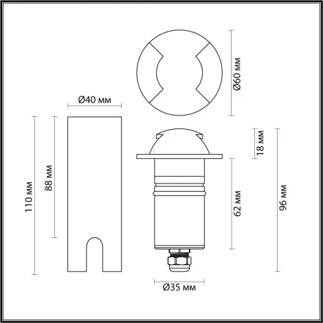 Встраиваемый грунтовый светильник Odeon Light Wald 6662/2GL NATURE черный/металл IP67 LED 3W 4000K 12V/24V (круглые)