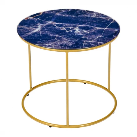 Набор кофейных столиков Tango темно-синий с ножками матовое золото, 2шт
