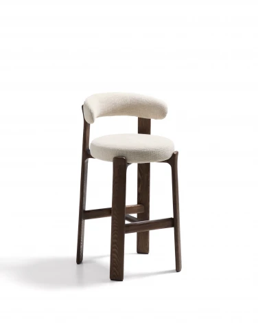 Барный стул Granite из бежевого шенилла и ясеня с отделкой орех 75 см La Forma (ex Julia Grup) 301963