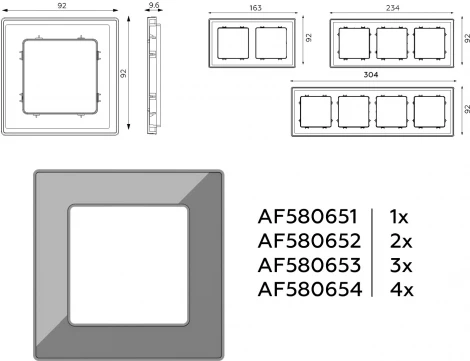Рамка Ambrella Volt ALFA Arctic (Антрацит серый Стекло органическое) 3-ая AF580653
