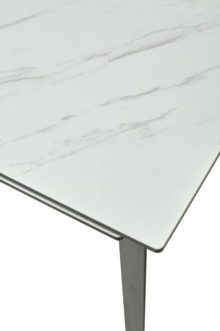 Стол CREMONA 140 KL-99 Белый мрамор матовый, итальянская керамика / черный каркас М-City