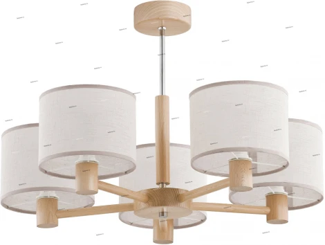Люстра потолочная Alfa Vanila, 5 плафонов, бежевый с хромом