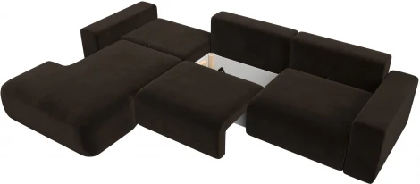 Диван угловой Лига-036 НПБ Классик Лонг левый угол (Коричневый/Микровельвет) Лига Диванов арт.121383L