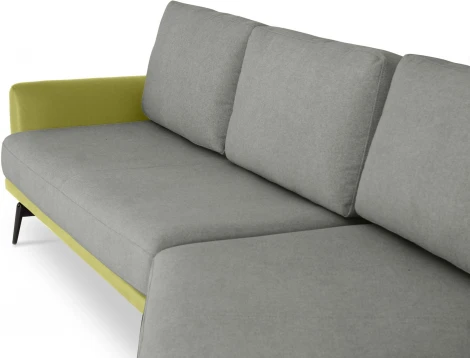 Диван Ispani угловой правый ОГОГО (арт.803475), (Ткань,Экокожа/Зеленый,Серый)