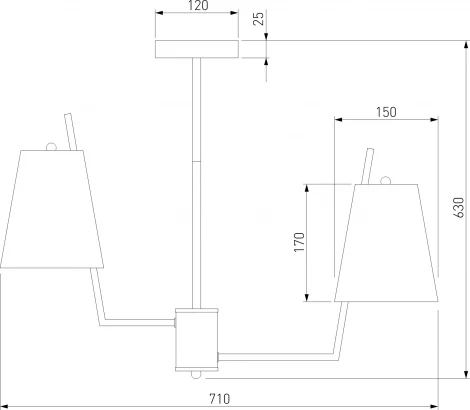 Потолочная люстра Wi-Fi на штанге Eurosvet Topanga 60173/6 латунь (220V, управление смартфоном, голосовое управление, умный дом - Minimir Home, Алиса, Маруся, Салют)
