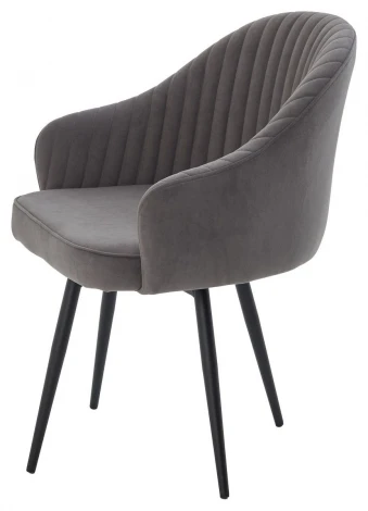 Стул ШЕЛЛ 360 град. поворот. цвет B28 Темно-серый, велюр / черный каркас M-City 64761