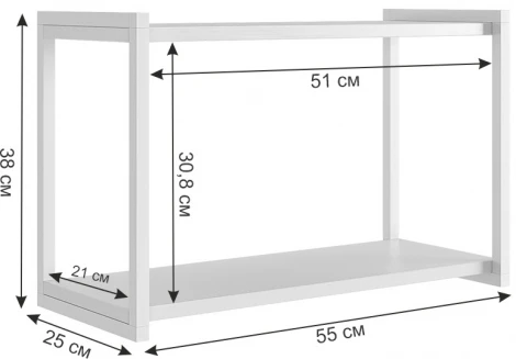 Полка Юниор Mebelson (ЛДСП,Алюминий/Светлое дерево,Белый) арт.P-025.2745