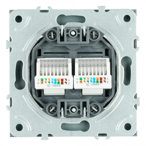 Розетка Ethernet RJ-45 двойная (антрацит, soft touch) Stekker Эмили 49926