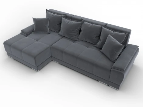 Диван угловой Лига-119 угол левый (ДСП,Брус,Фанера,ЛДС,Велюр/Серый) Лига Диванов 137092L