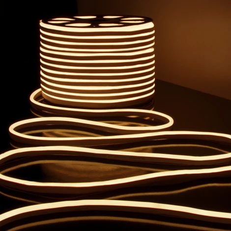 Светодиодная лента Elektrostandard LS 001 220V 9,6 IP67 Гибкий неон 9,6W 120Led 2835 односторонний теплый белый, 50 м