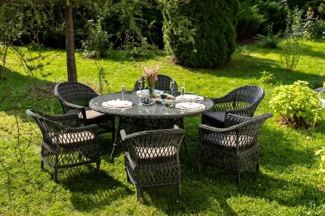 "Эспрессо–150 S" обеденная группа плетеная, цвет графит 4SIS арт.УТ-00007676
