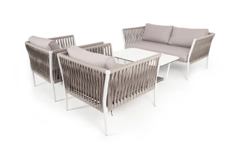 Лаунж-зона плетеная из роупа 4-местная, цвет серо-коричневый 4SIS Касабланка KASS2C2T-4-SET