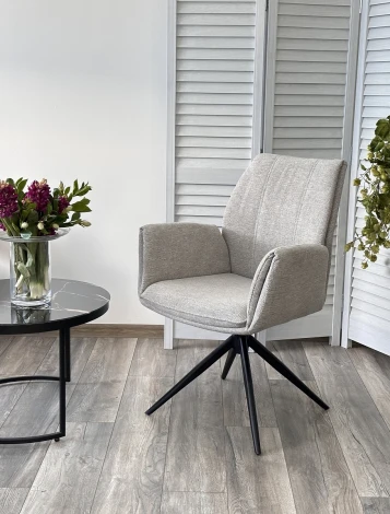 Стул M-City YOZEF 360 град. поворот. KN01-04 Светло-серый, ткань / Черный