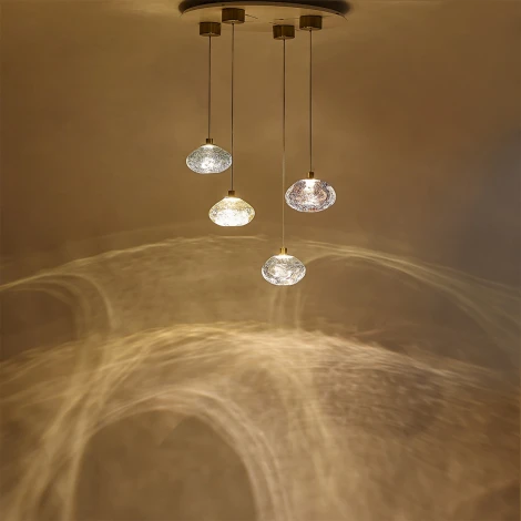 Подвесной светильник Odeon Light Mela 7042/4L янтарный/бронзов/металл/стекло LED 4W 3000K 220V (на проводе, круглые)